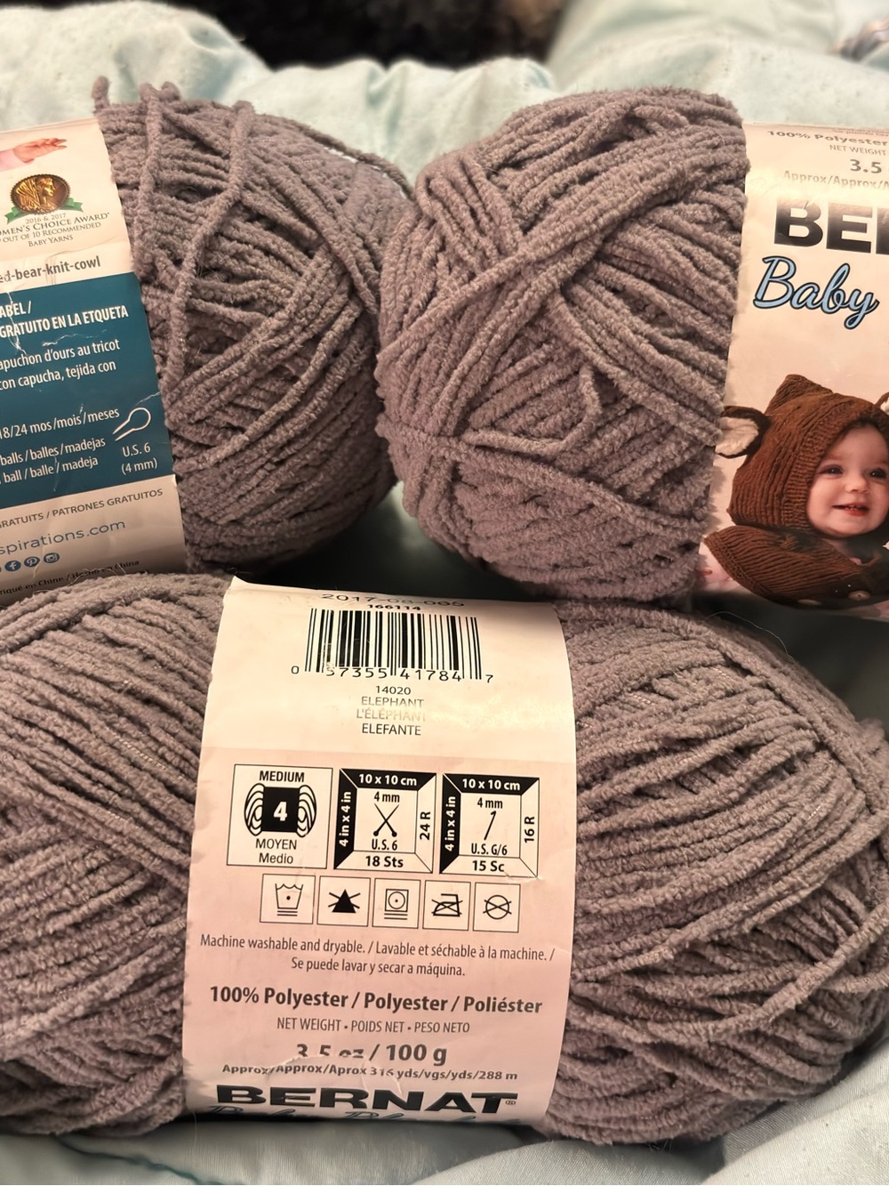 Bernat Baby Velvet Plush Yarn - Elephant Gray